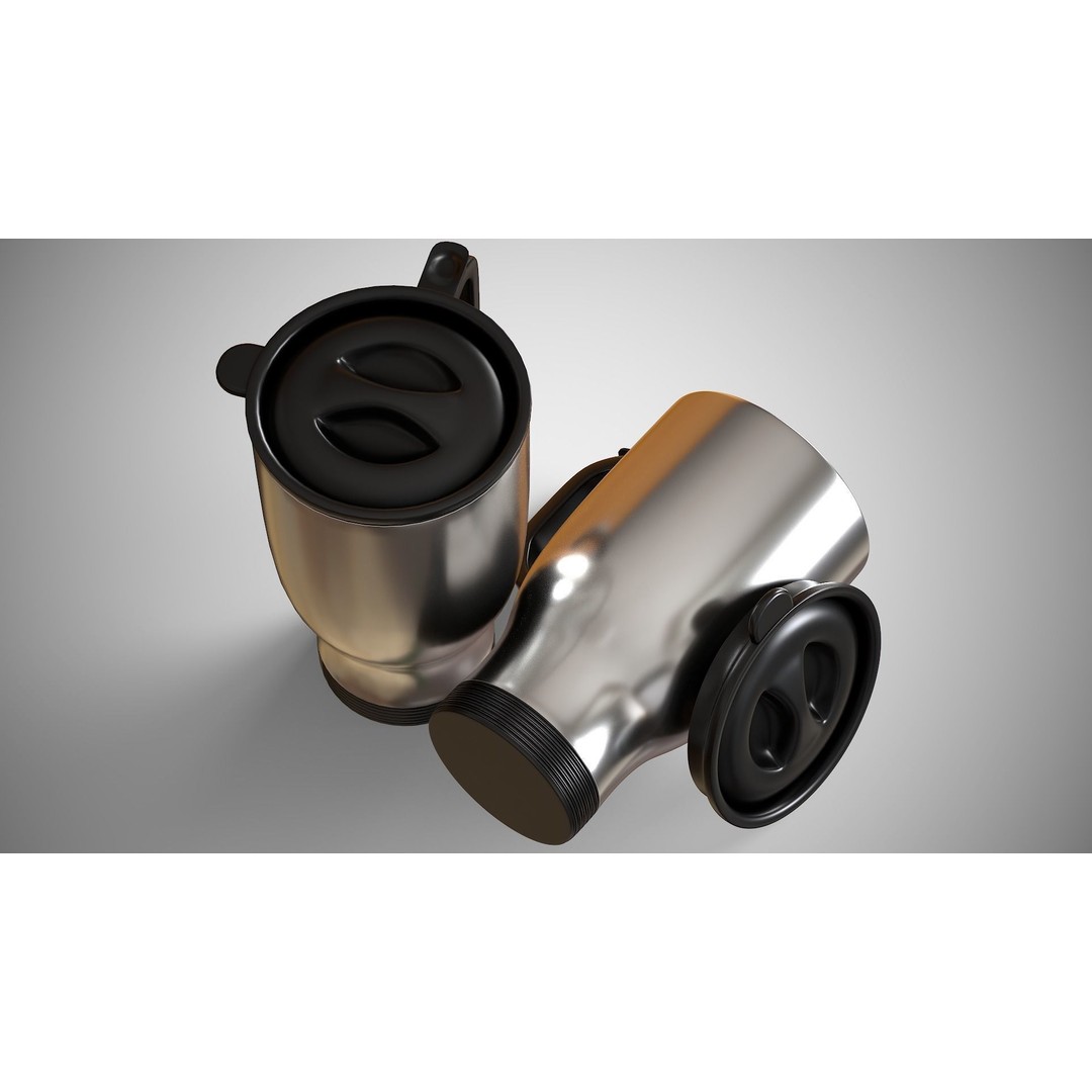 Travel Mug 3D Model – Low Poly PBR Kitchenware, FBX, OBJ - View 9