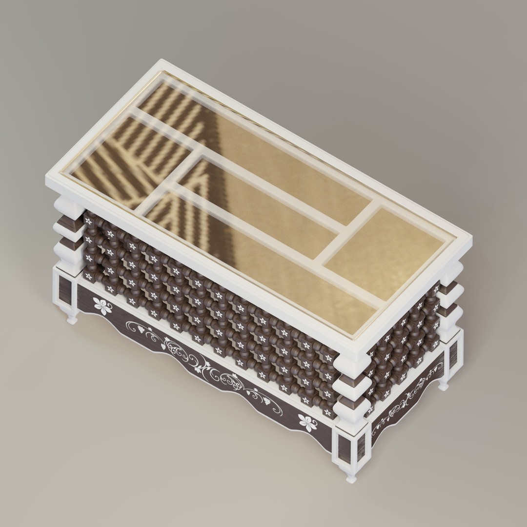 Moroccan Mashrabiya Table 3D Model – High Poly PBR Interior Asset, FBX - View 3