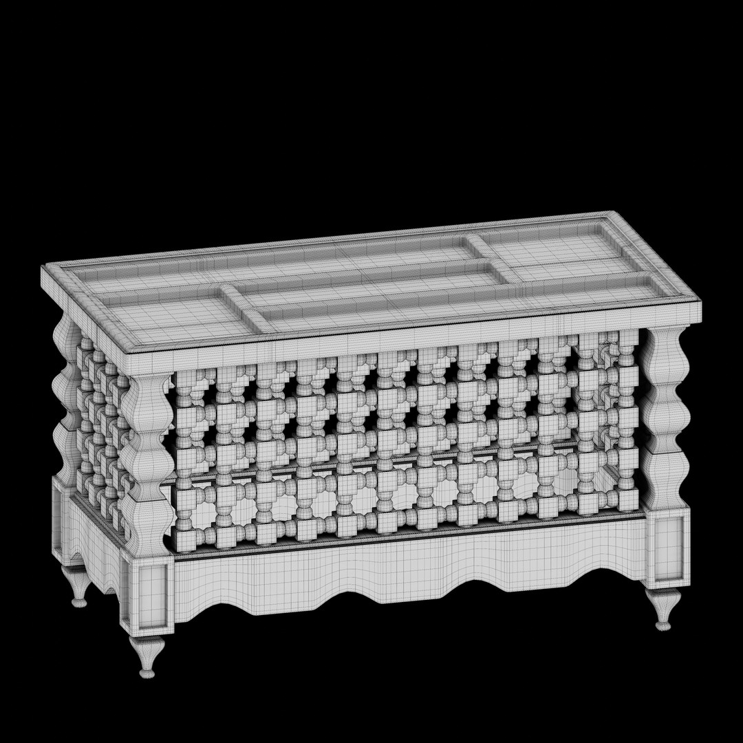 Moroccan Mashrabiya Table 3D Model – High Poly PBR Interior Asset, FBX - View 6