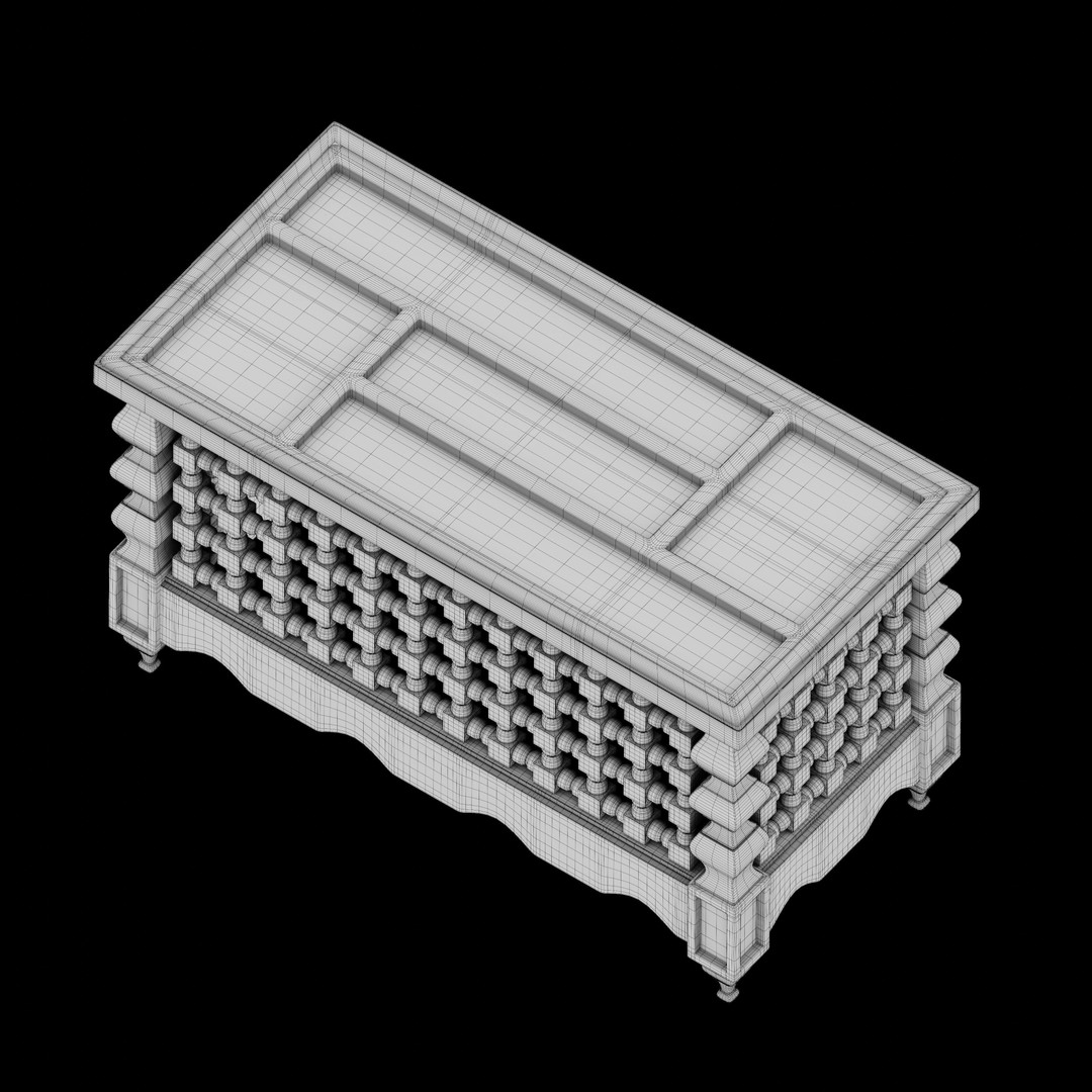 Moroccan Mashrabiya Table 3D Model – High Poly PBR Interior Asset, FBX - View 7