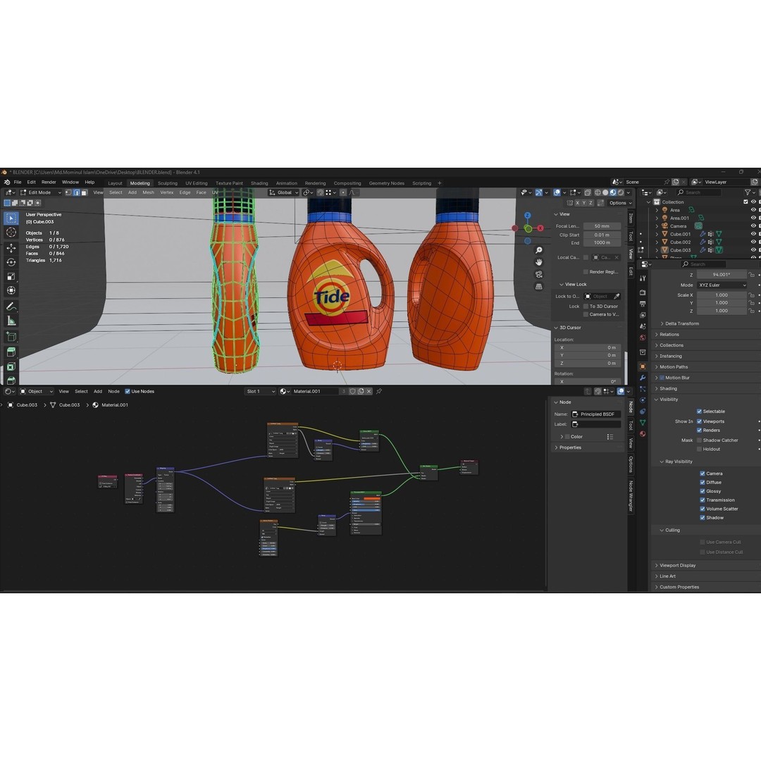 Tide Detergent Bottle 3D Model – Low Poly PBR Asset, Blender, FBX