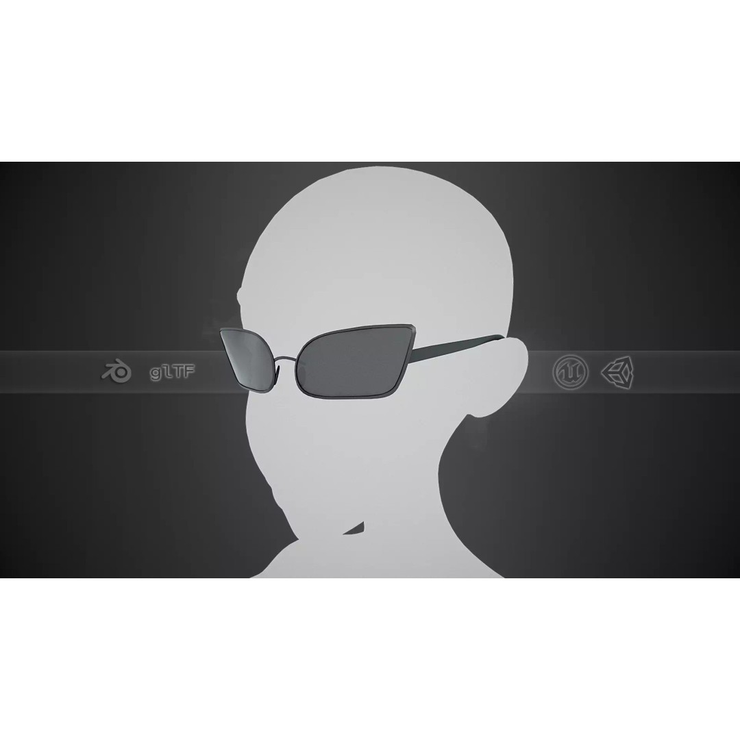 Stylized Black Glasses 3D Model – Low Poly PBR Asset, FBX, OBJ - View 2