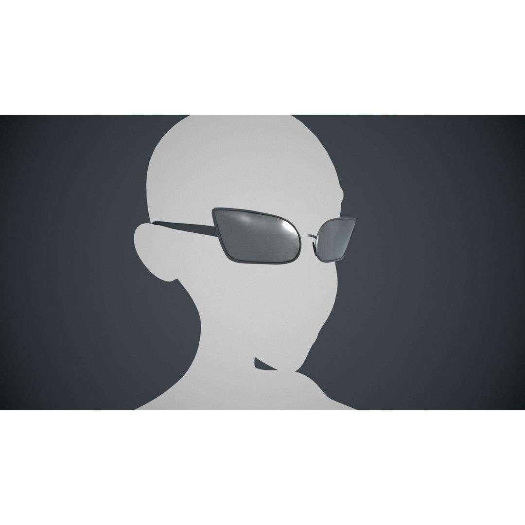 Stylized Black Glasses 3D Model – Low Poly PBR Asset, FBX, OBJ - View 3