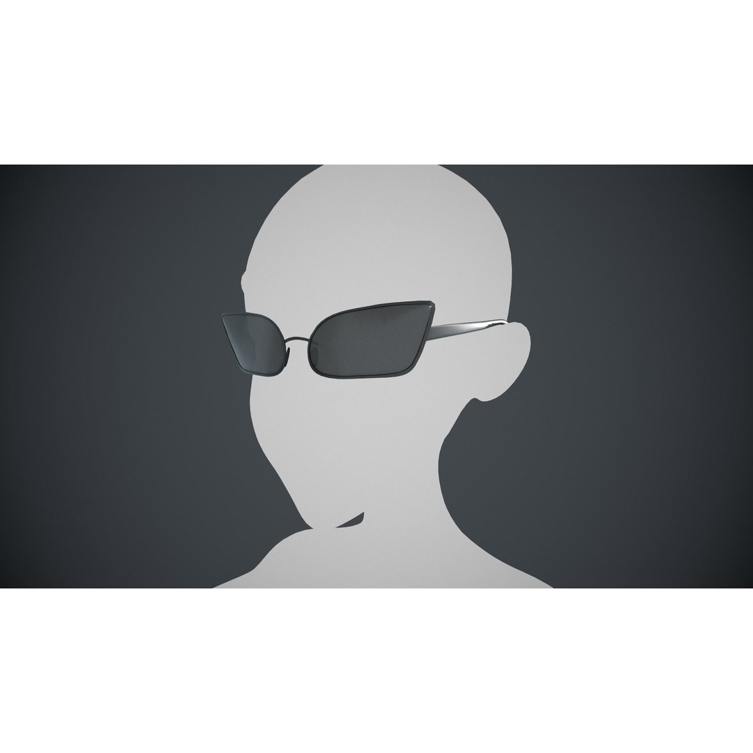 Stylized Black Glasses 3D Model – Low Poly PBR Asset, FBX, OBJ - View 4