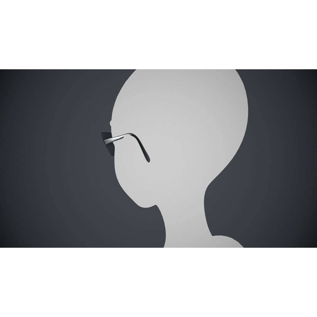 Stylized Black Glasses 3D Model – Low Poly PBR Asset, FBX, OBJ - View 8