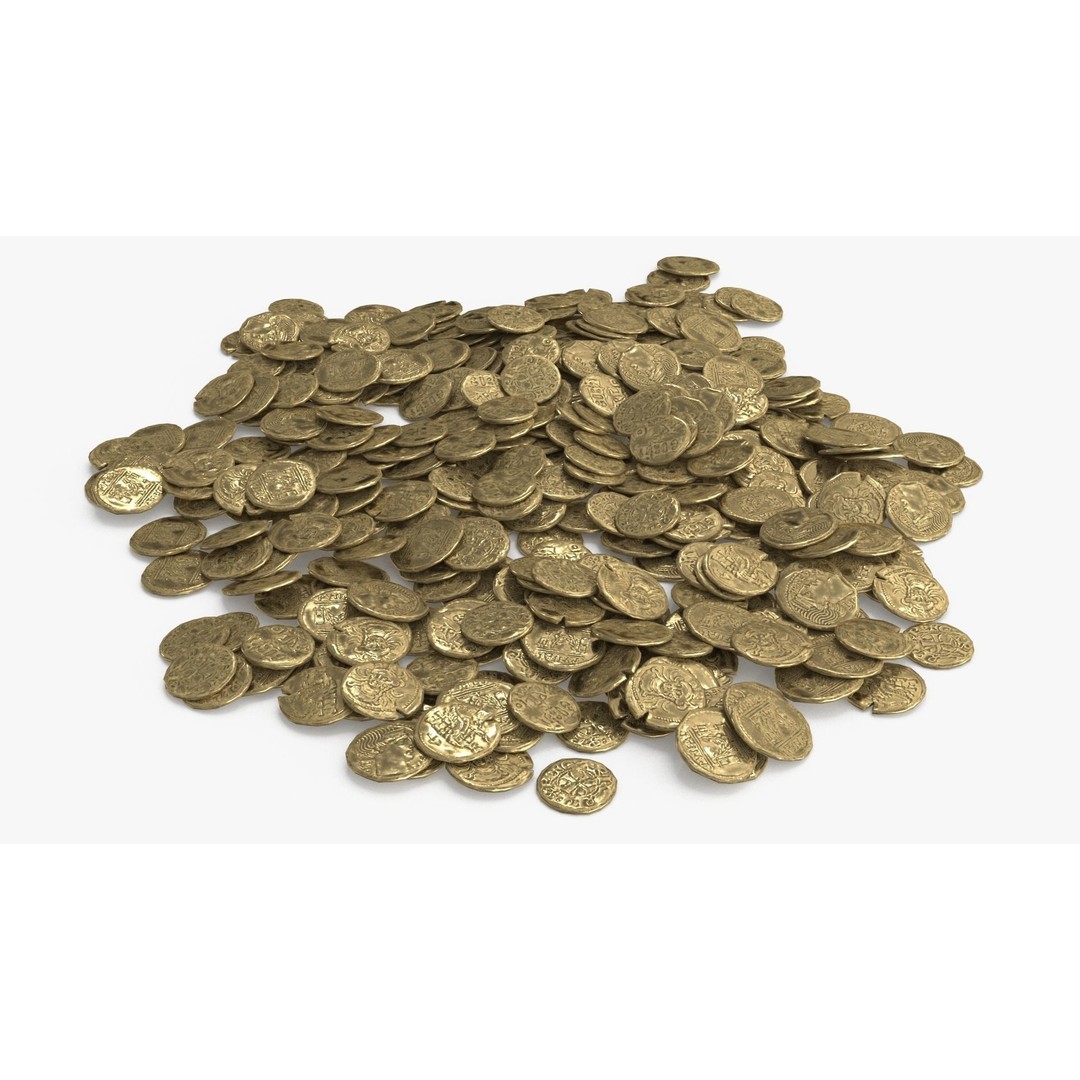 Old Coins 3D Model – Low Poly PBR Asset, FBX, OBJ, Game Ready - View 10