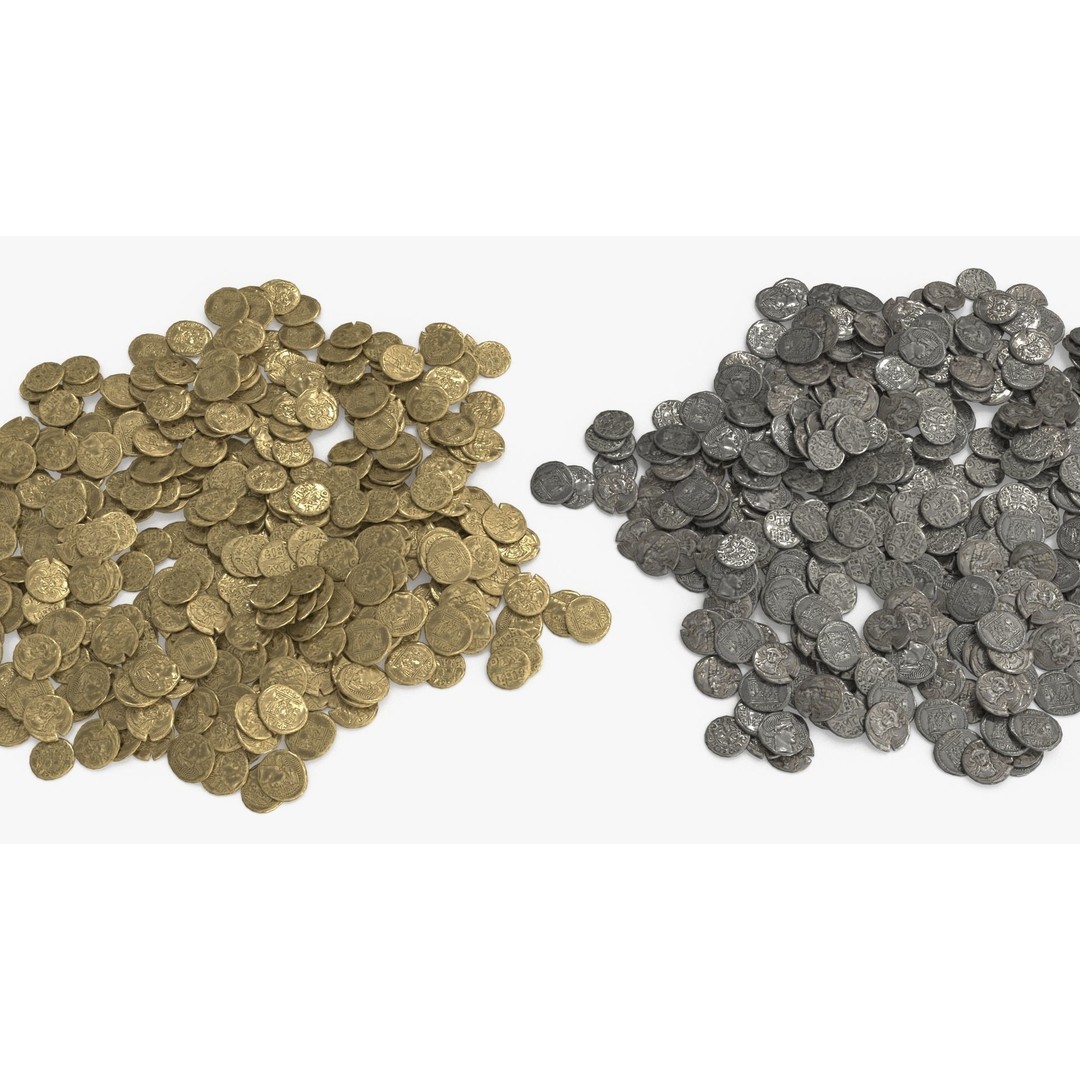 Old Coins 3D Model – Low Poly PBR Asset, FBX, OBJ, Game Ready - View 12