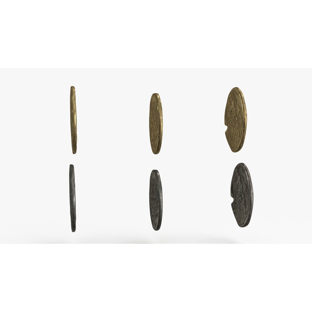 Old Coins 3D Model – Low Poly PBR Asset, FBX, OBJ, Game Ready - View 7