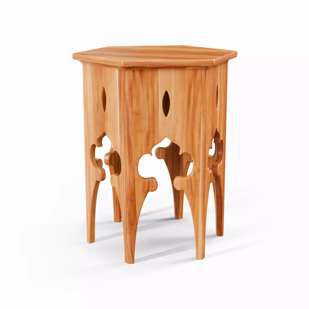 Moroccan Hexagon Side Table 3D Model – PBR Textured, FBX, Blender - View 2