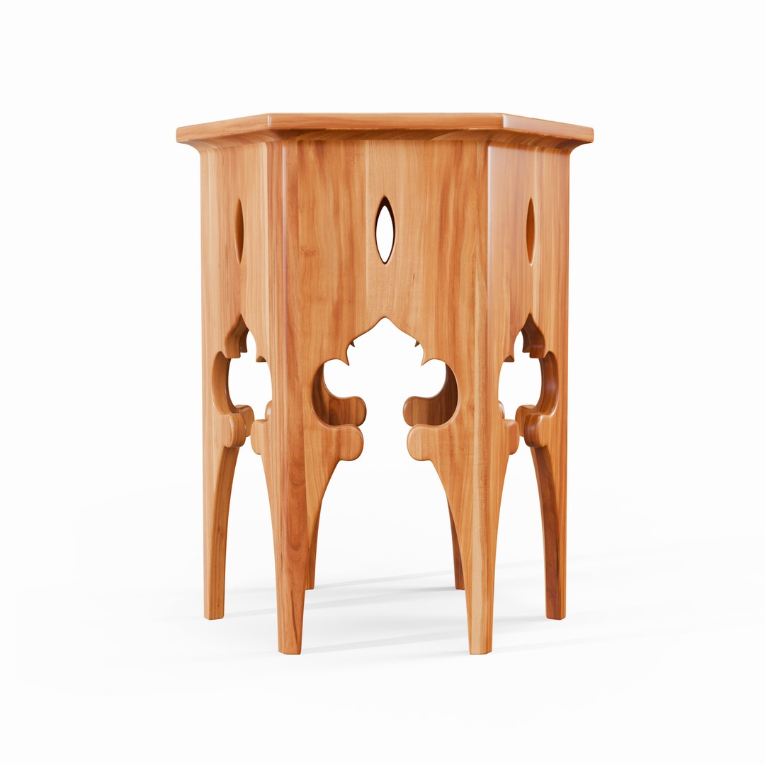 Moroccan Hexagon Side Table 3D Model – PBR Textured, FBX, Blender - View 3