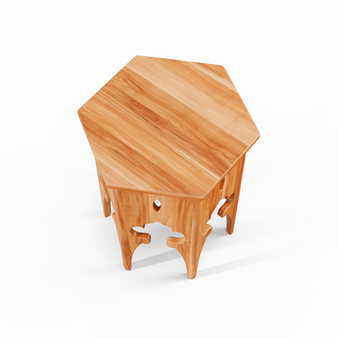Moroccan Hexagon Side Table 3D Model – PBR Textured, FBX, Blender - View 4