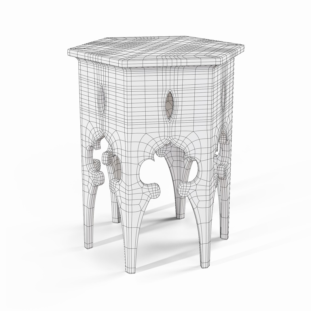 Moroccan Hexagon Side Table 3D Model – PBR Textured, FBX, Blender - View 5