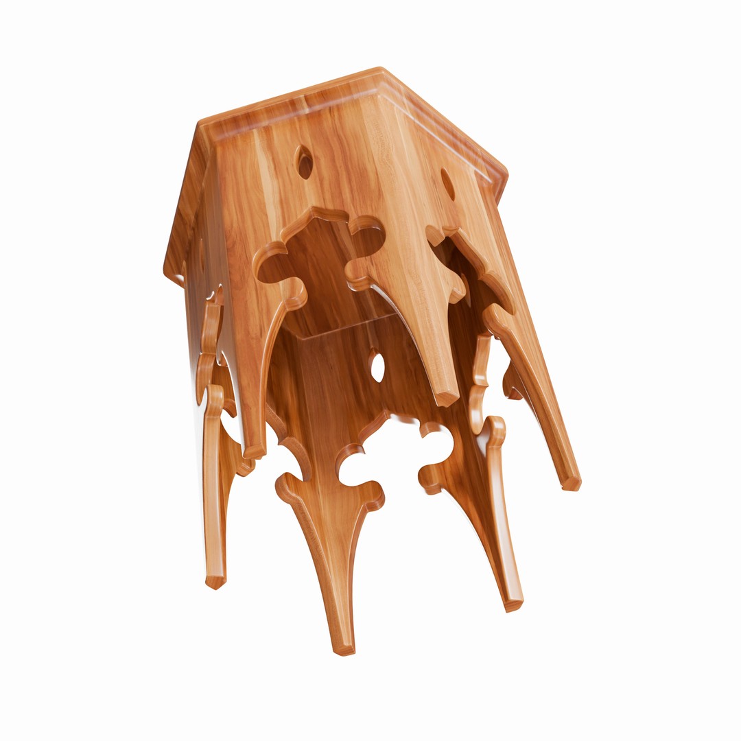Moroccan Hexagon Side Table 3D Model – PBR Textured, FBX, Blender - View 7