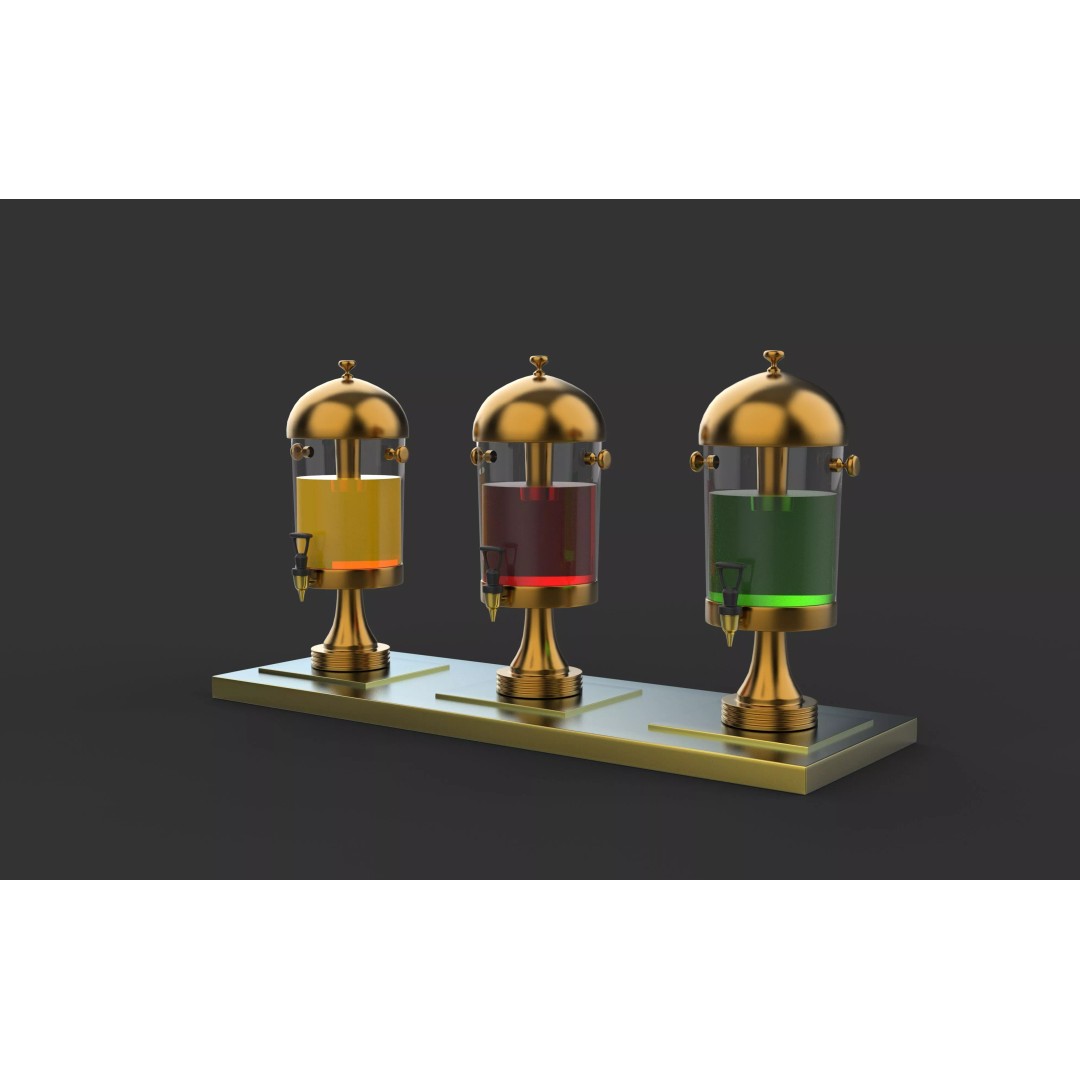 Juice Jar and Juice Dispenser 3D Model – PBR Textured Formats for Animation - View 3