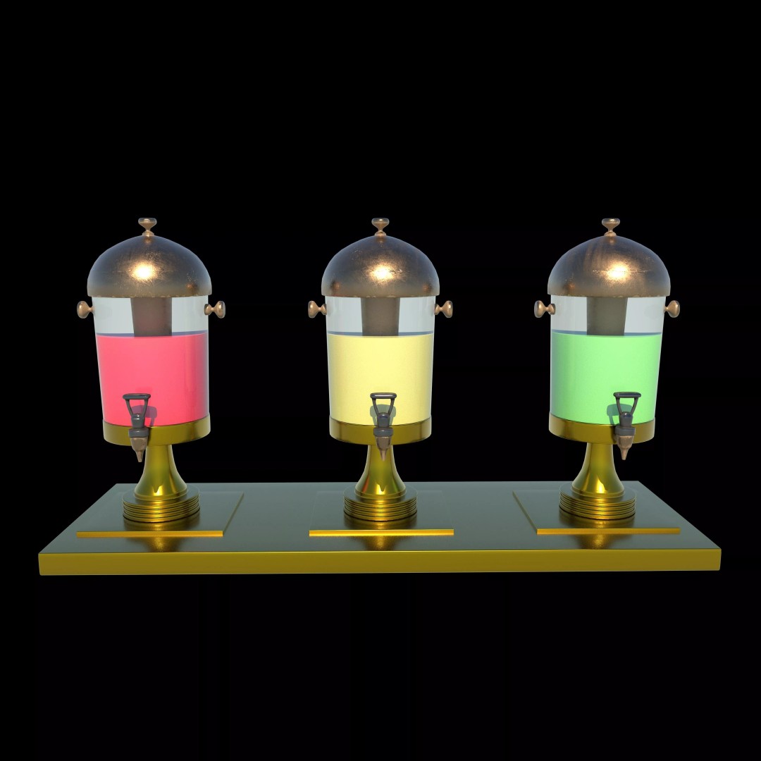 Juice Jar and Juice Dispenser 3D Model – PBR Textured Formats for Animation - View 4