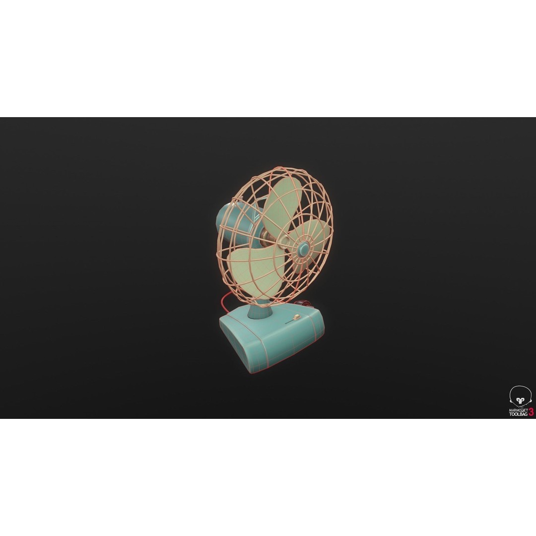 Retro Fan 3D Model – Low Poly Game Asset, PBR Textures, FBX