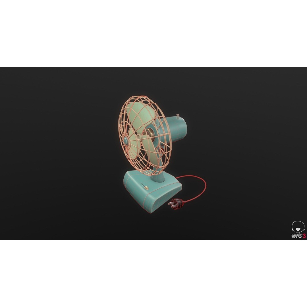 Retro Fan 3D Model – Low Poly Game Asset, PBR Textures, FBX - View 12