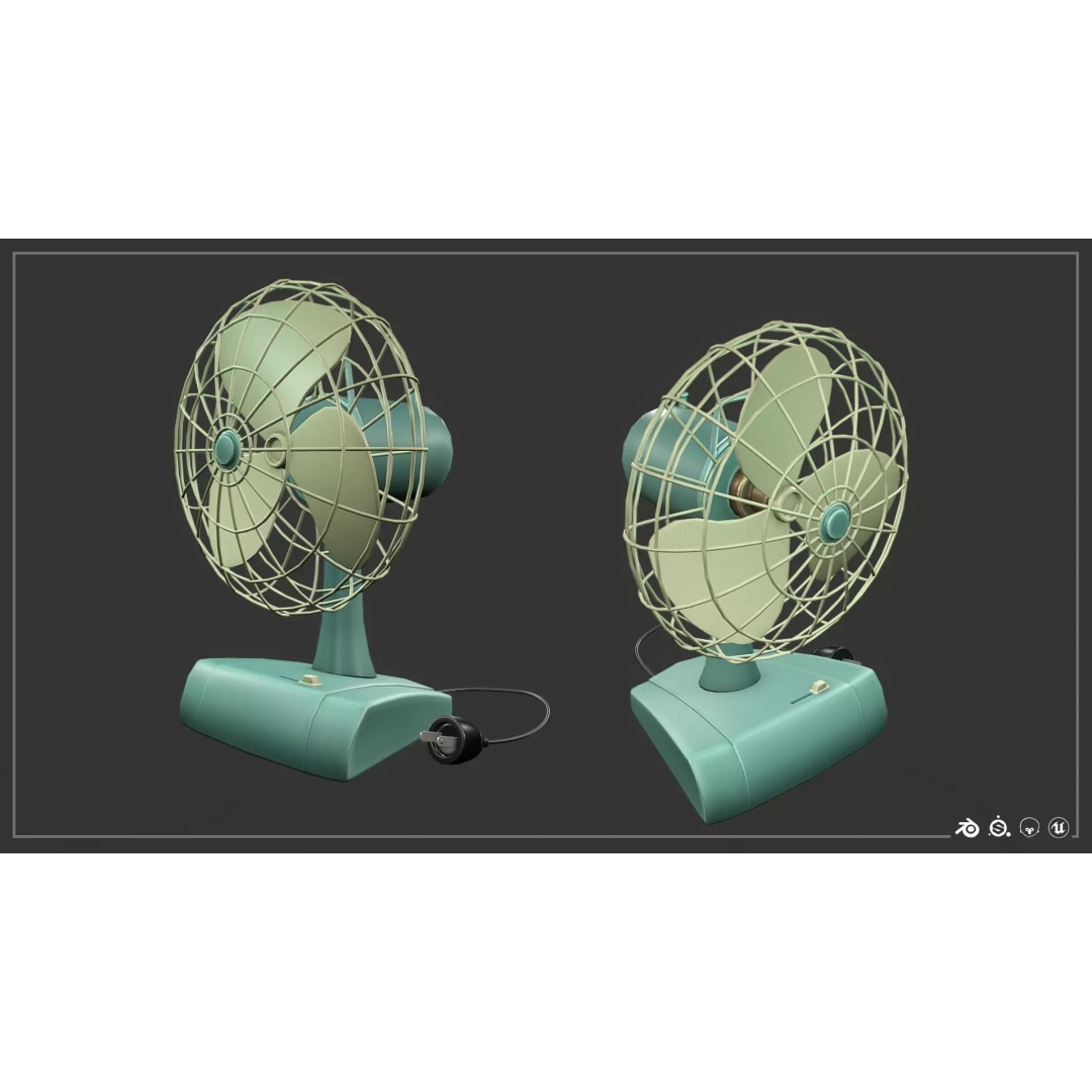 Retro Fan 3D Model – Low Poly Game Asset, PBR Textures, FBX - View 2