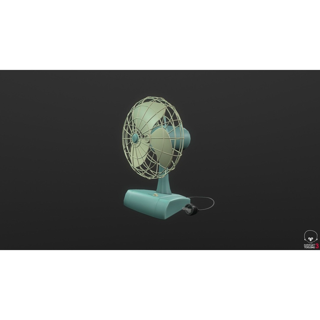 Retro Fan 3D Model – Low Poly Game Asset, PBR Textures, FBX - View 3