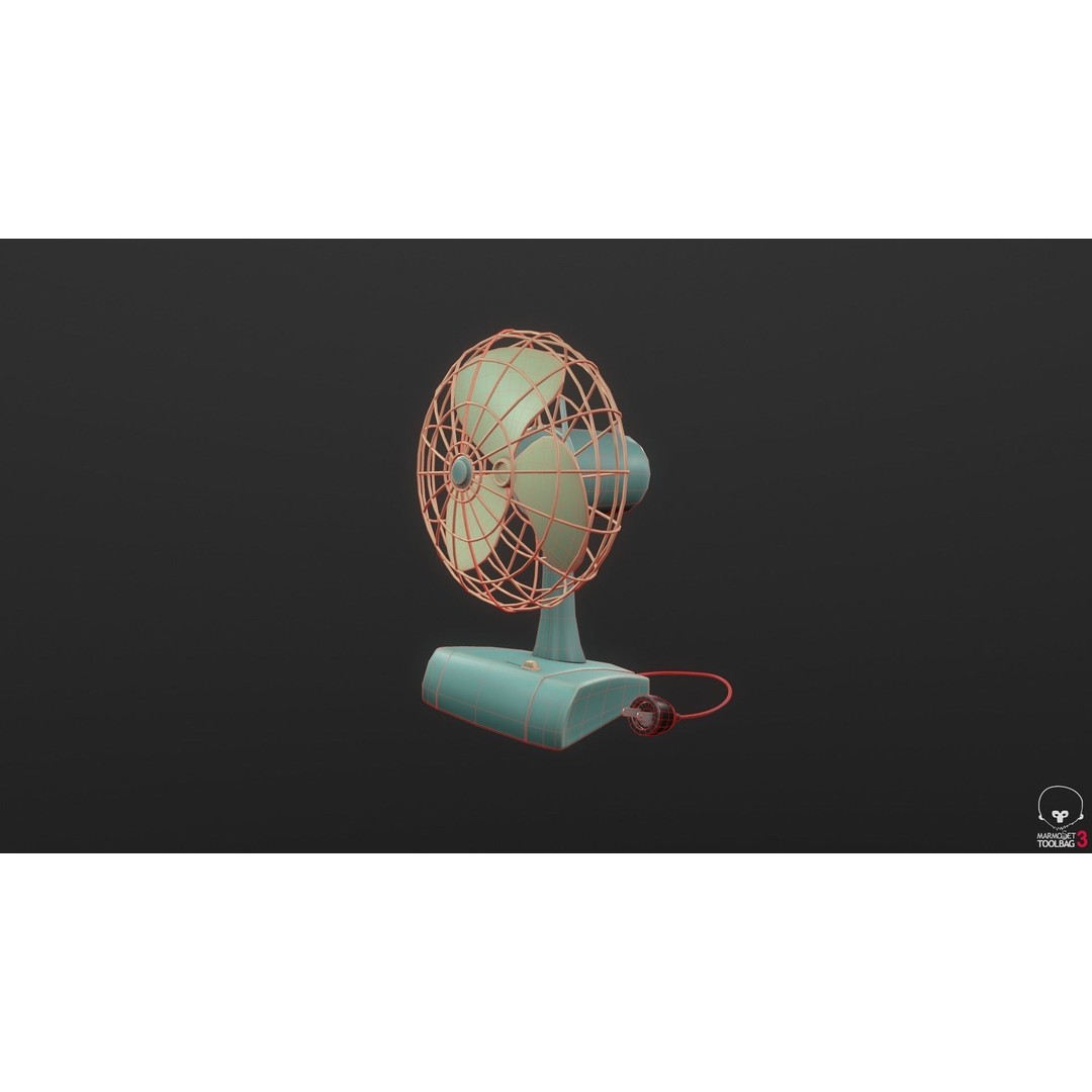 Retro Fan 3D Model – Low Poly Game Asset, PBR Textures, FBX - View 4