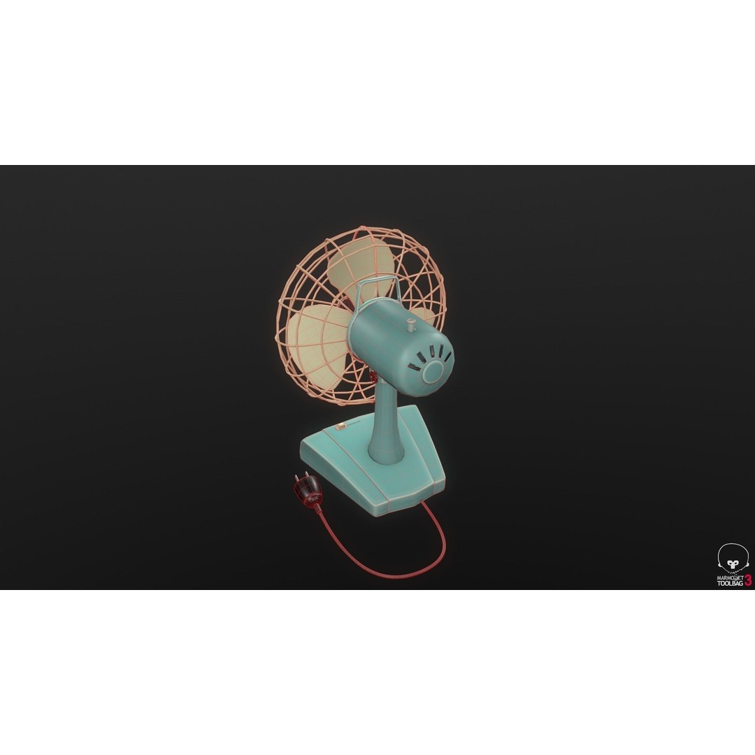 Retro Fan 3D Model – Low Poly Game Asset, PBR Textures, FBX - View 9