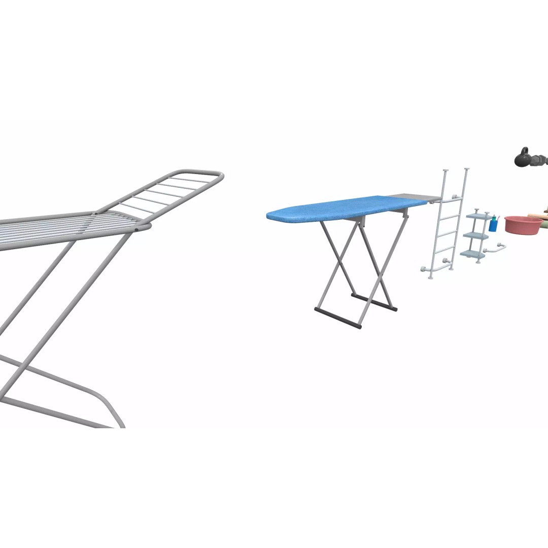 Cartoon Work Props 3D Model – Stylized Household & Gym Accessories, FBX - View 18