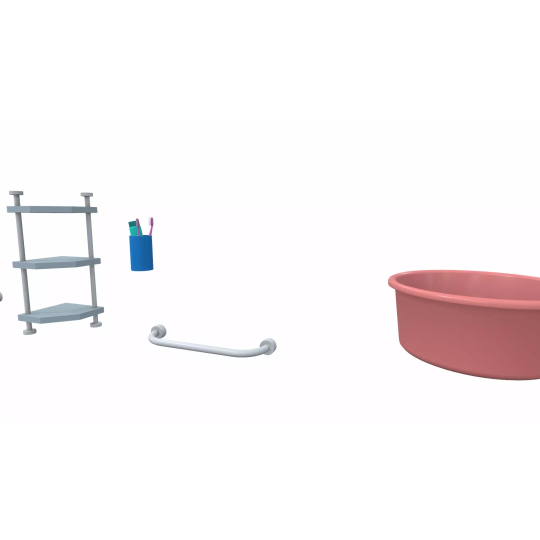 Cartoon Work Props 3D Model – Stylized Household & Gym Accessories, FBX - View 19