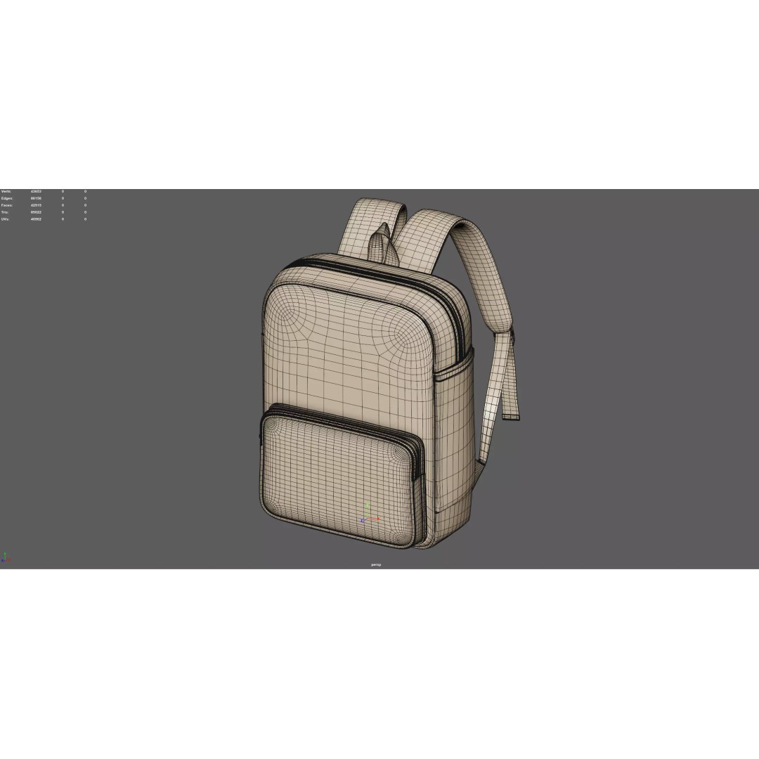 Kids Graphic Printed PU Backpack 3D Model – Mid Poly PBR Asset, FBX, OBJ - View 10