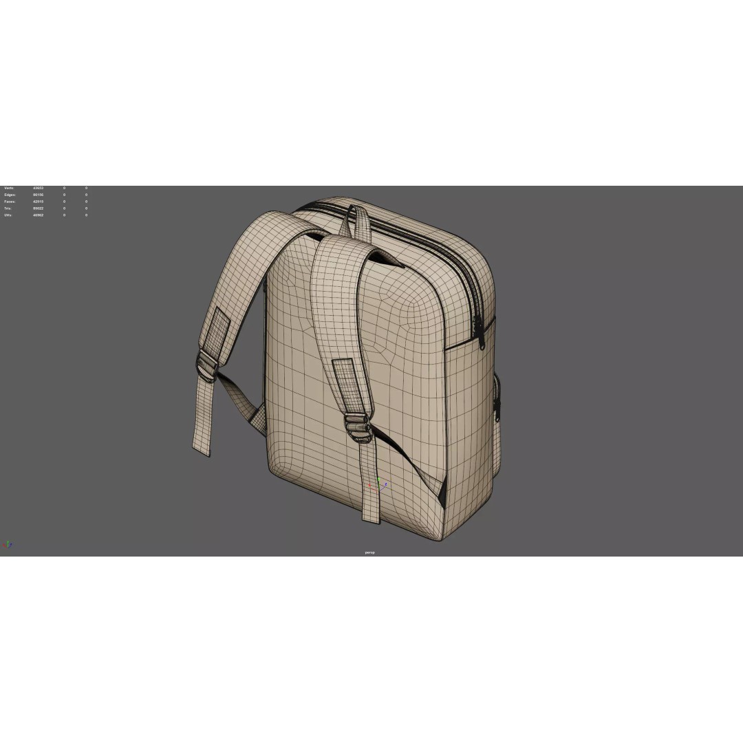 Kids Graphic Printed PU Backpack 3D Model – Mid Poly PBR Asset, FBX, OBJ - View 12