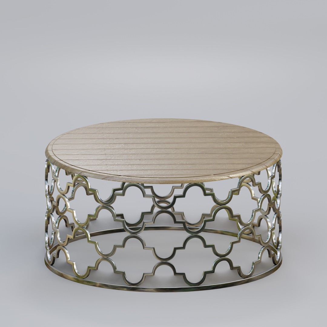 Moroccan Round Trellis Table 3D Model – PBR Textured, Game-Ready Formats - View 4