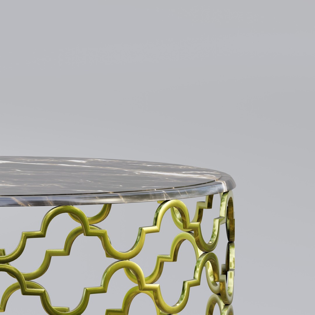 Moroccan Round Trellis Table 3D Model – PBR Textured, Game-Ready Formats - View 6