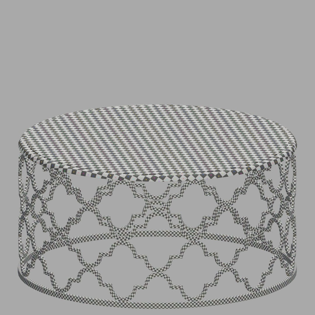Moroccan Round Trellis Table 3D Model – PBR Textured, Game-Ready Formats - View 8