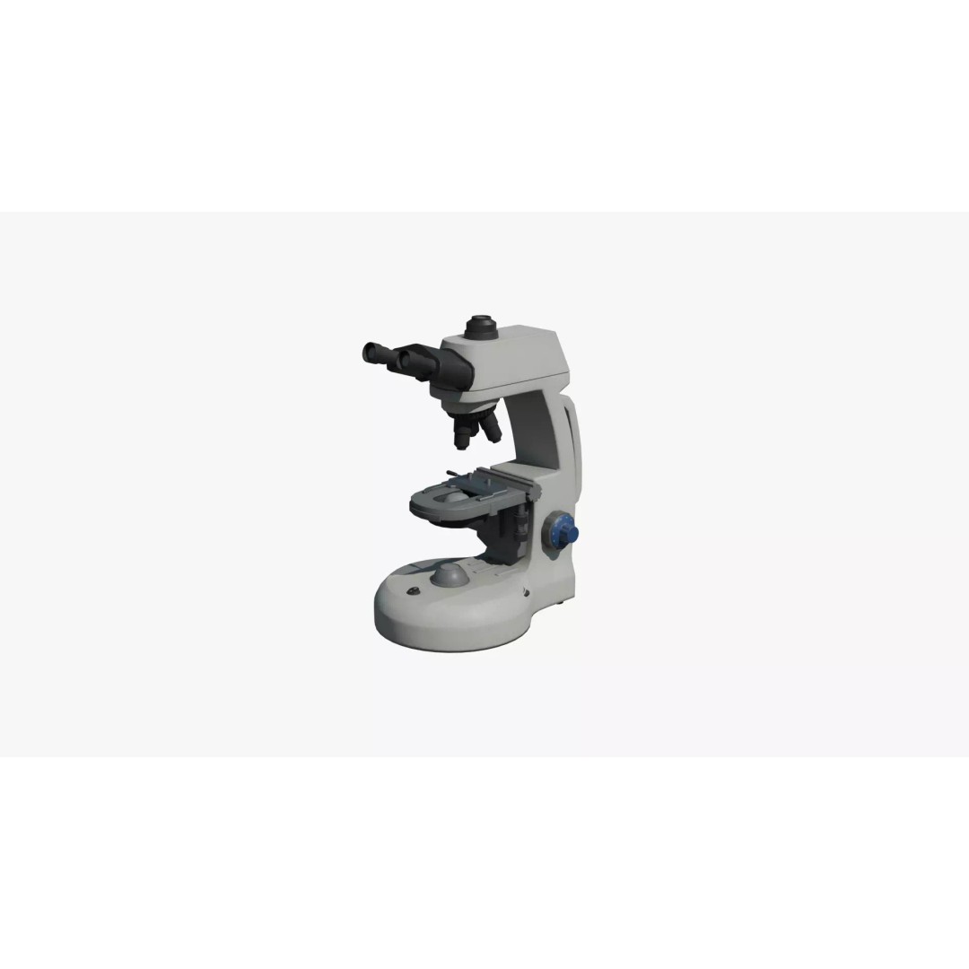 Microscope 3D Model – Low Poly Laboratory Tool, PBR Textures - View 3