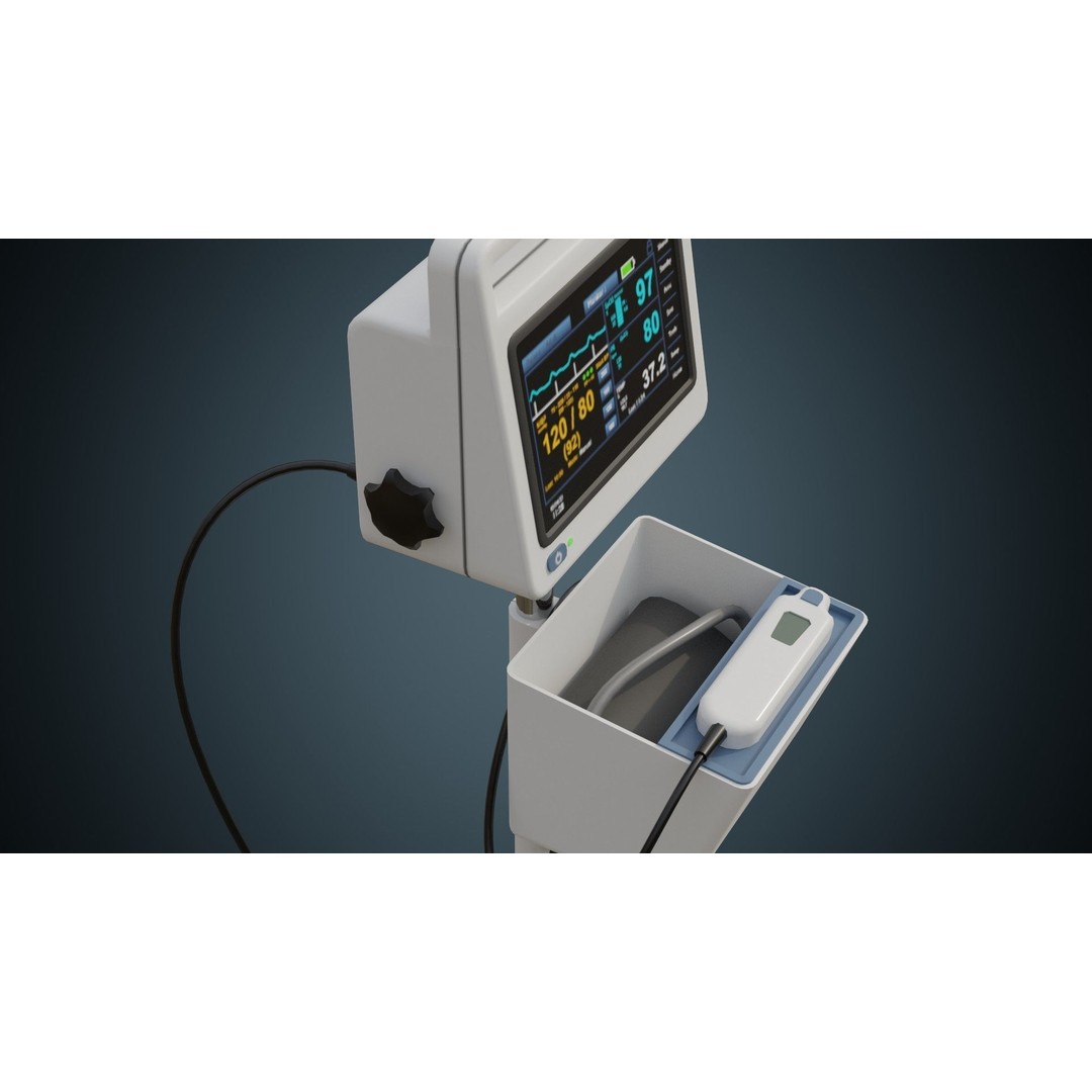 Vital Signs Monitor 3D Model – Low Poly Medical Device, FBX, OBJ - View 7