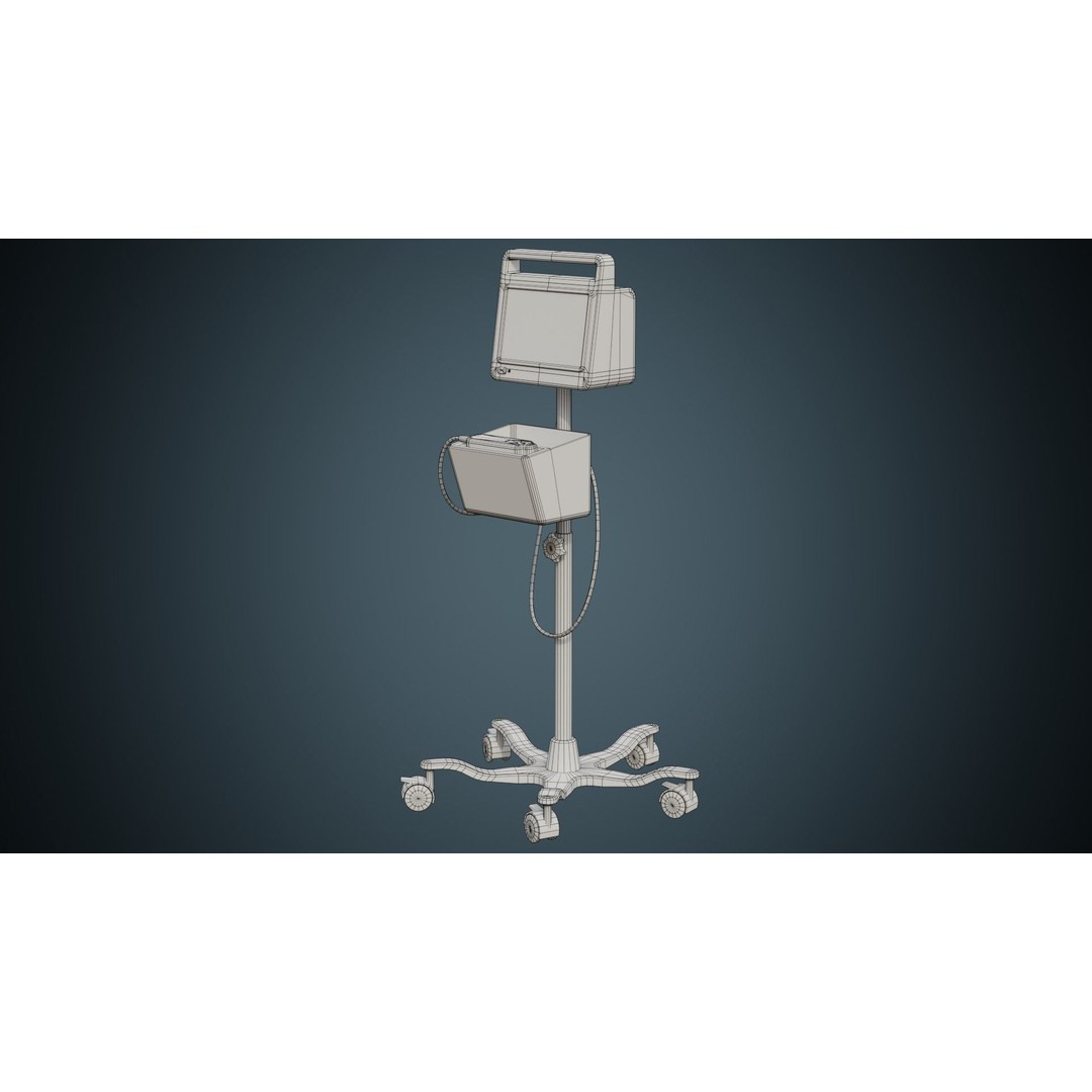 Vital Signs Monitor 3D Model – Low Poly Medical Device, FBX, OBJ - View 9