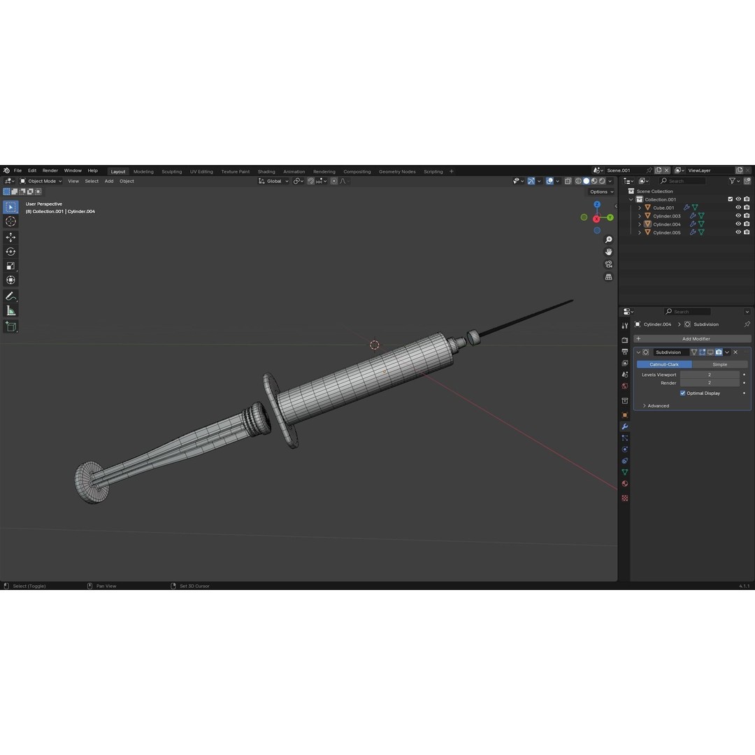 Disposable Syringe 3D Model – PBR Medical Asset, FBX, OBJ, Blender