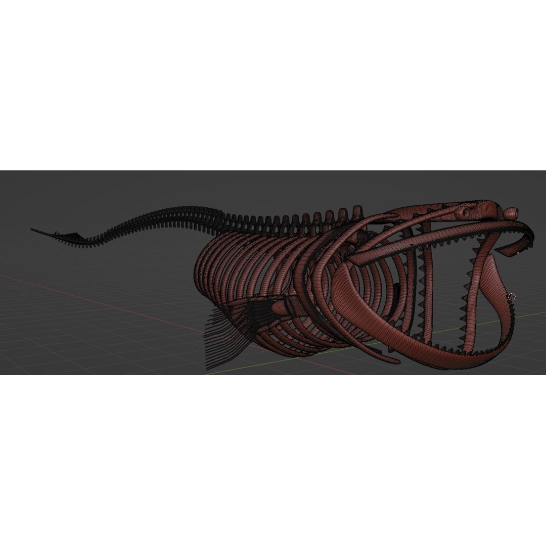 Bloop Sea Monster Skeleton 3D Model – Low Poly Game Asset, FBX - View 9