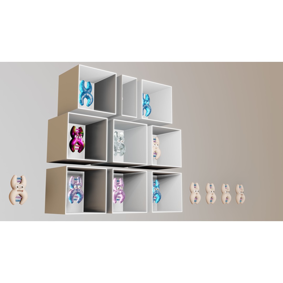Cute Cartoon DNA 3D Model – Expressive Character Asset, Blender