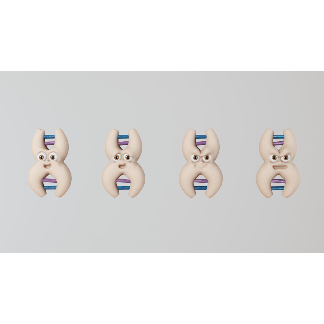 Cute Cartoon DNA 3D Model – Expressive Character Asset, Blender - View 3