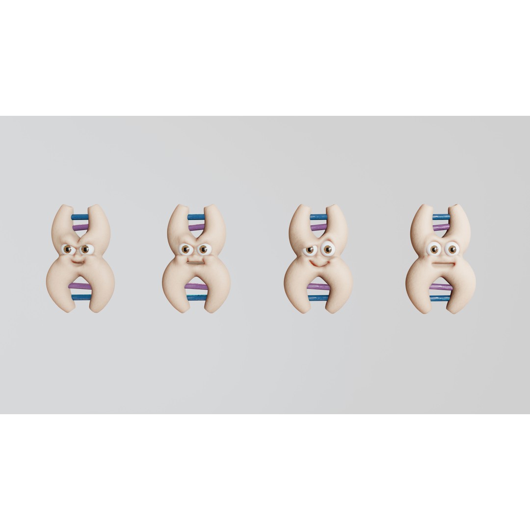 Cute Cartoon DNA 3D Model – Expressive Character Asset, Blender - View 4
