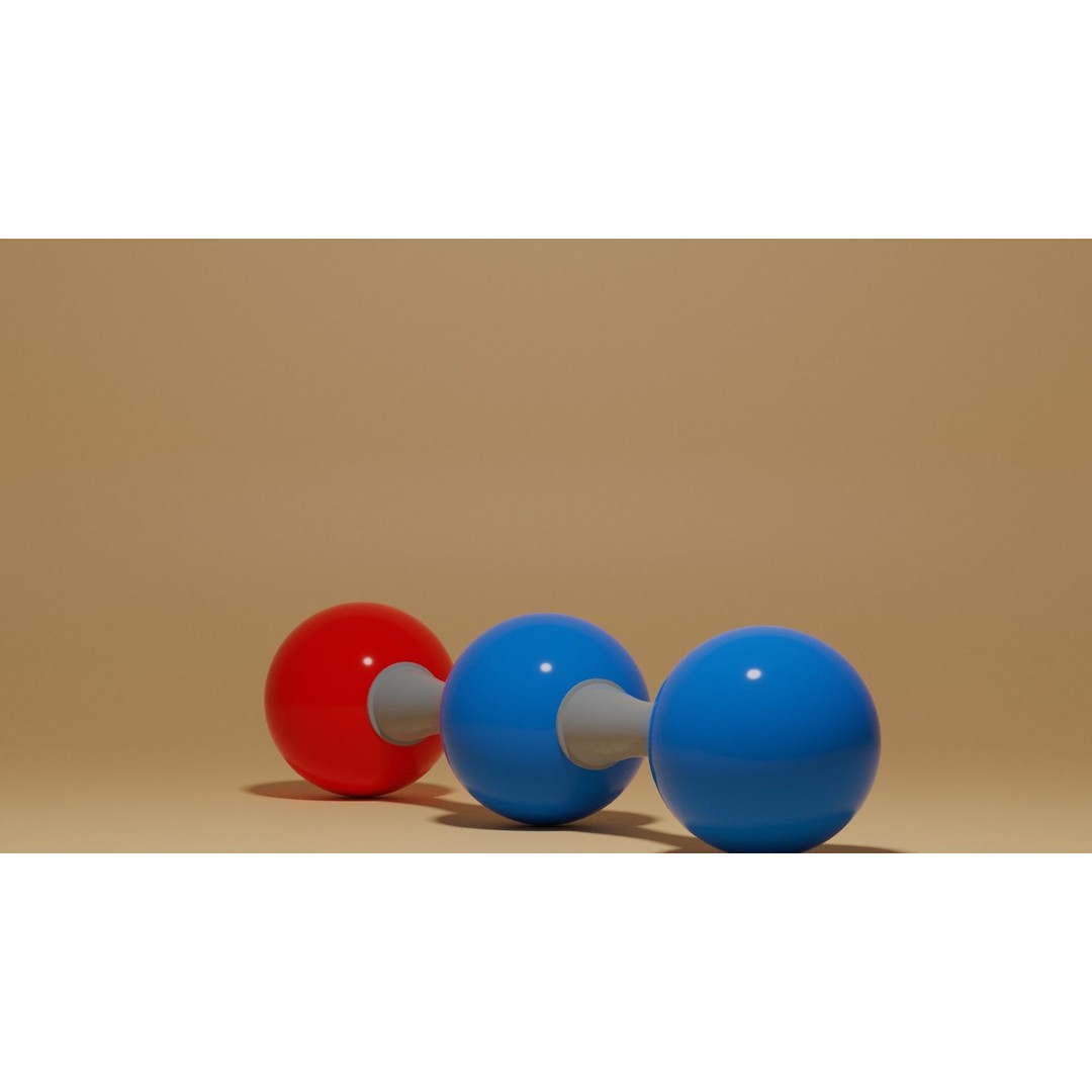 Nitrous Oxide N2O Molecule 3D Model – Low Poly PBR Asset, FBX, OBJ - View 11