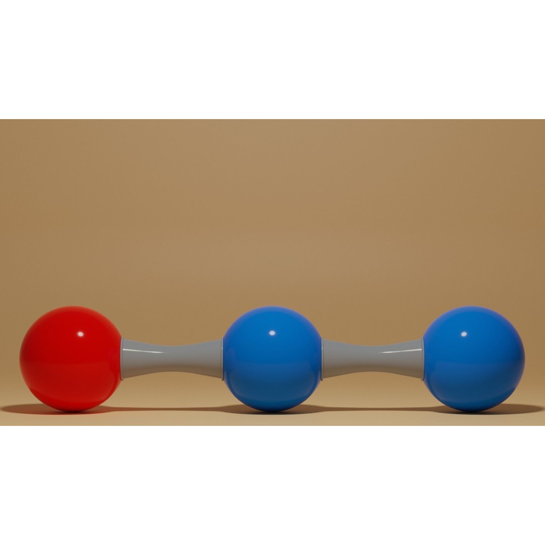 Nitrous Oxide N2O Molecule 3D Model – Low Poly PBR Asset, FBX, OBJ - View 13