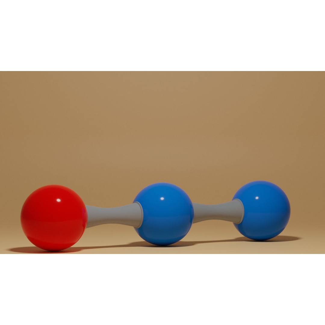 Nitrous Oxide N2O Molecule 3D Model – Low Poly PBR Asset, FBX, OBJ - View 14