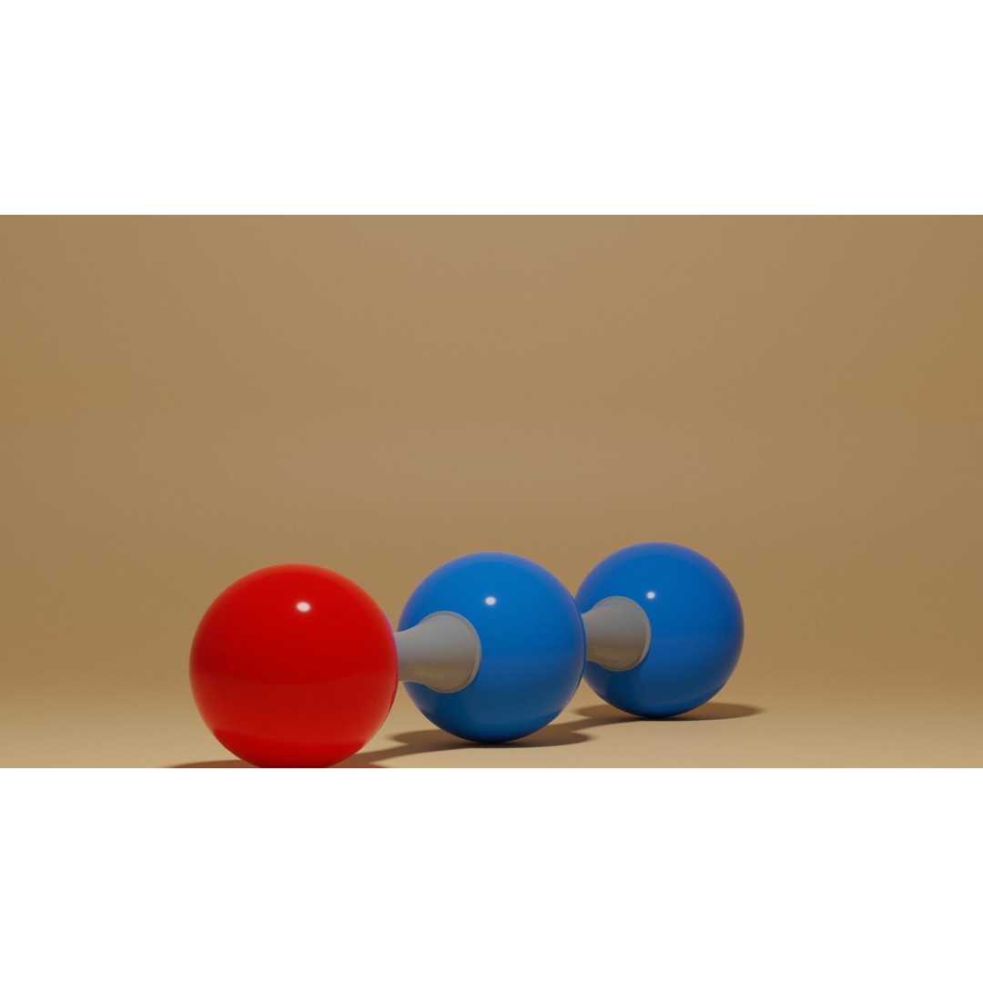 Nitrous Oxide N2O Molecule 3D Model – Low Poly PBR Asset, FBX, OBJ - View 15