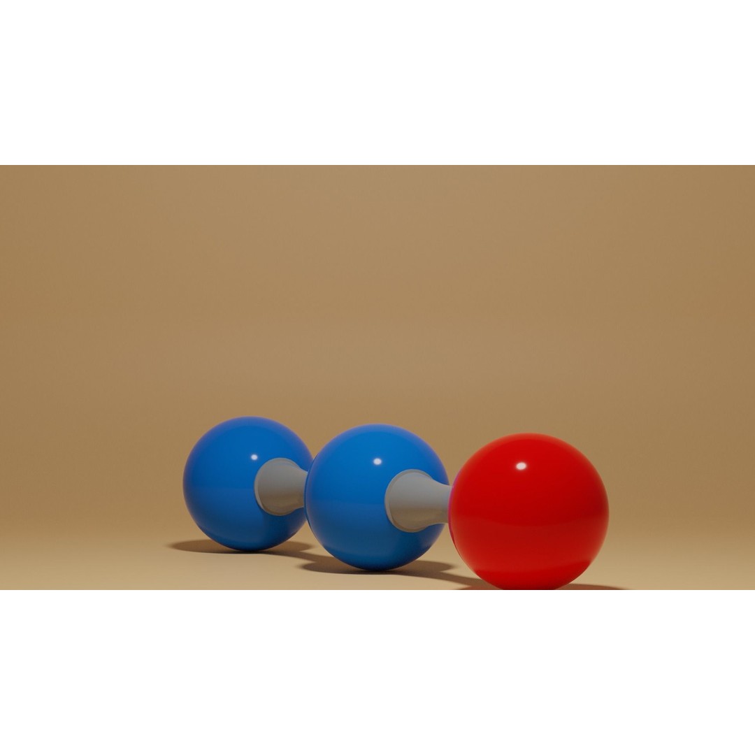 Nitrous Oxide N2O Molecule 3D Model – Low Poly PBR Asset, FBX, OBJ - View 17