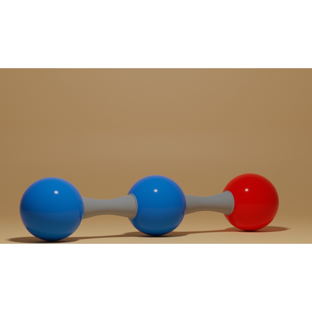 Nitrous Oxide N2O Molecule 3D Model – Low Poly PBR Asset, FBX, OBJ - View 8