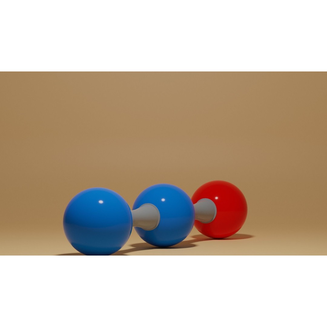 Nitrous Oxide N2O Molecule 3D Model – Low Poly PBR Asset, FBX, OBJ - View 9