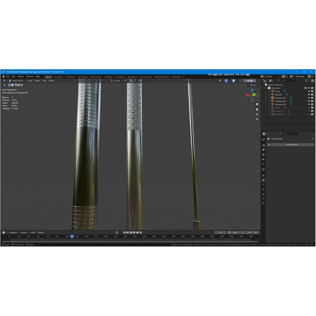 Dental Instruments 3D Model – High Quality Medical Asset, FBX, OBJ