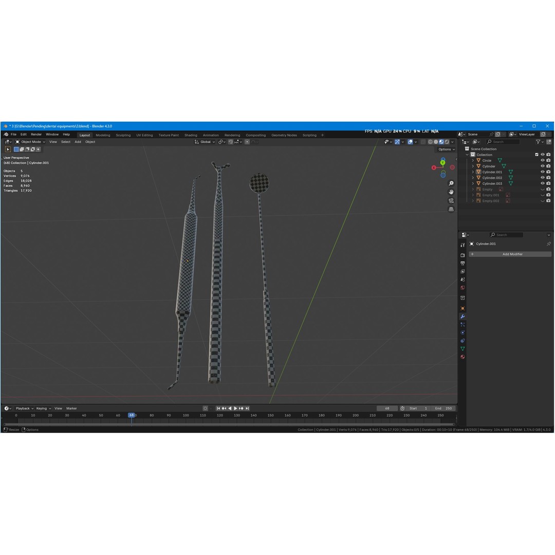 Dental Instruments 3D Model – High Quality Medical Asset, FBX, OBJ - View 39