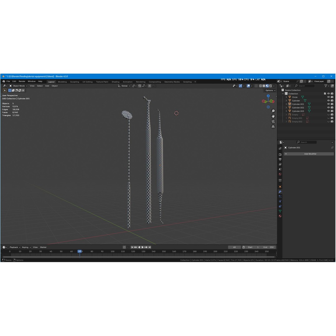 Dental Instruments 3D Model – High Quality Medical Asset, FBX, OBJ - View 40